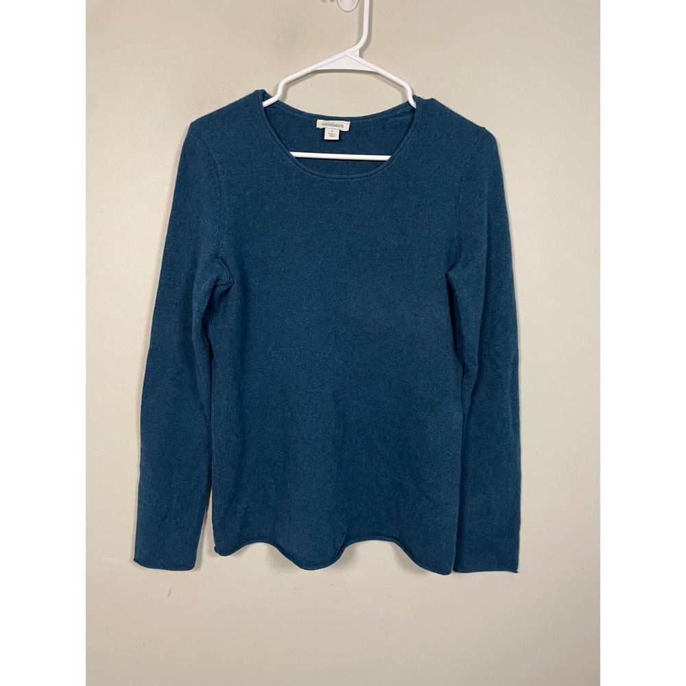 Sundance Blue Cashmere Long Sleeve Sweater Size Small Luxurious Cozy Knit Fall